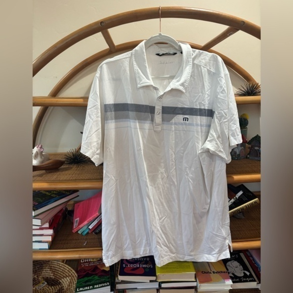 Travis Mathew White and Gray Polo Shirt Casual Style